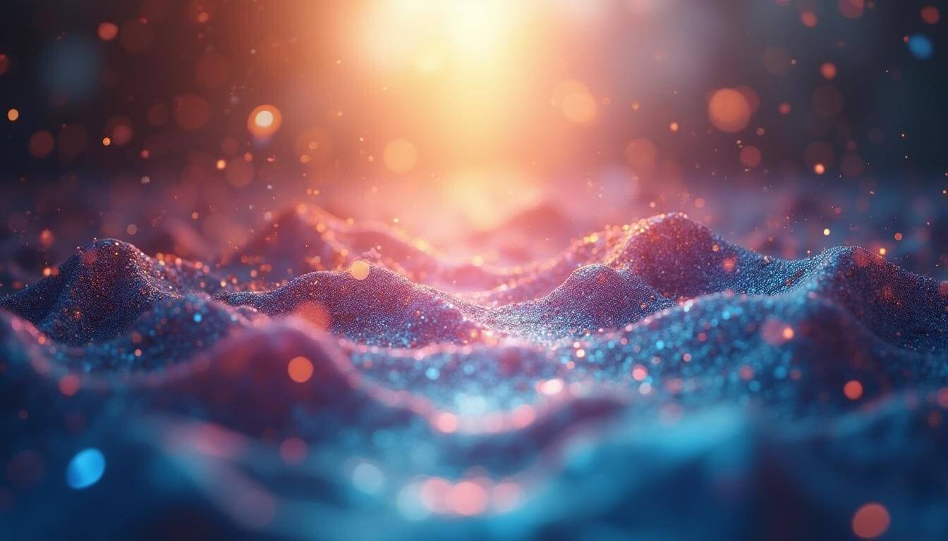 Representação visual conceitual da otimização para motores de resposta (AEO) mostrando a fusão entre tecnologia de dados e inteligência artificial em um ambiente corporativo moderno.