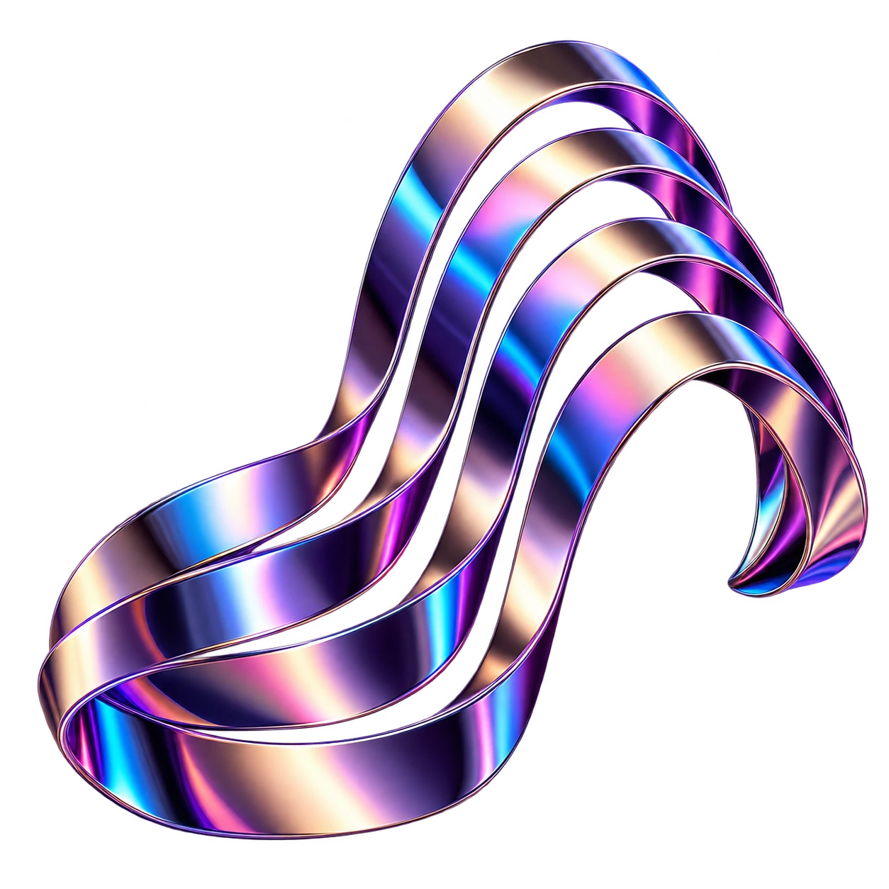 Escultura de lâminas metálicas iridescentes em camadas, representando a evolução do Claude e suas conexões com o conhecimento.