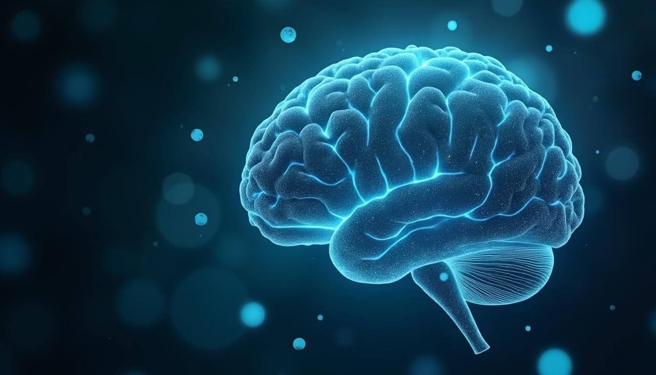 Imagem de destaque conceitual sobre LLMO SEO, mostrando um cérebro de IA de vidro em primeiro plano e arquivos antigos desfocados ao fundo, simbolizando a evolução da busca.