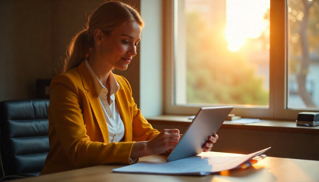 Uma consultoria em SEO atuando como parceria estratégica, com consultora e empresário analisando o modelo de negócios do cliente.