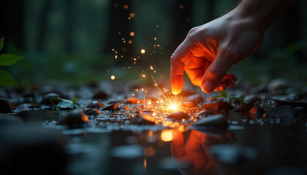 Visualização conceitual do processo RAG: braços robóticos selecionando dados de uma biblioteca para um processador de IA sintetizar uma resposta.